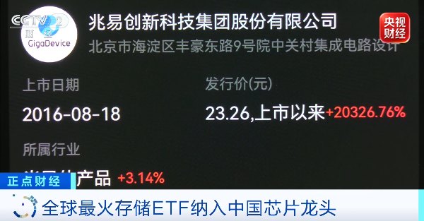 全球最火内存ETF,首次纳入中国芯片龙头